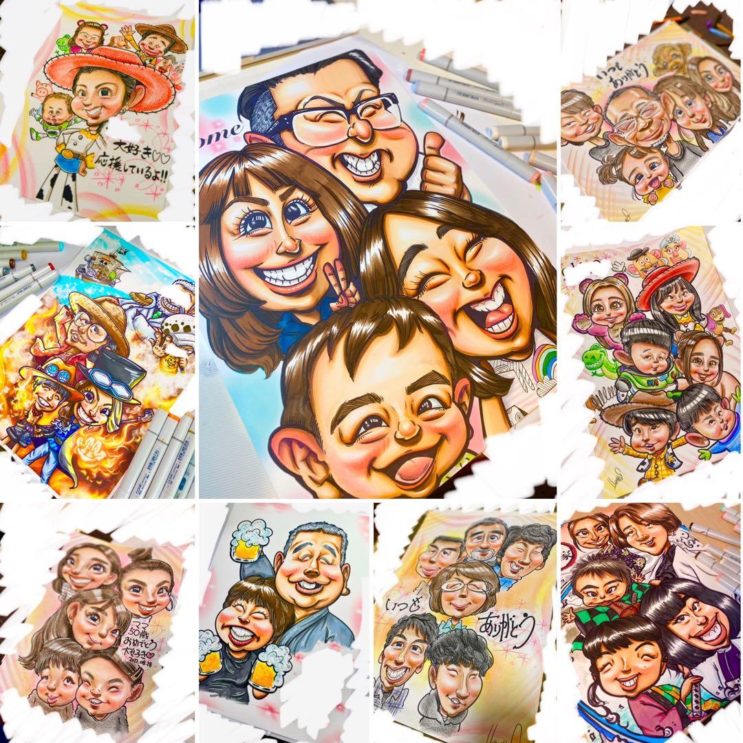 世界で1枚のオーダーメイド似顔絵★大人数ok☆家族一緒に☆ウェルカムボード