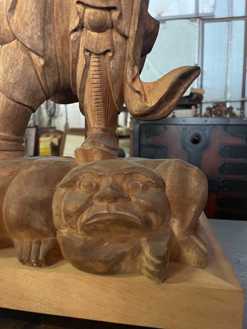 不動明王立像　２体　高さ67cm 仏教美術 仏像 木彫 寺院