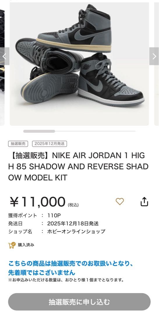 【新品未開封】NIKE AIR JORDAN 　MODEL KIT プラ