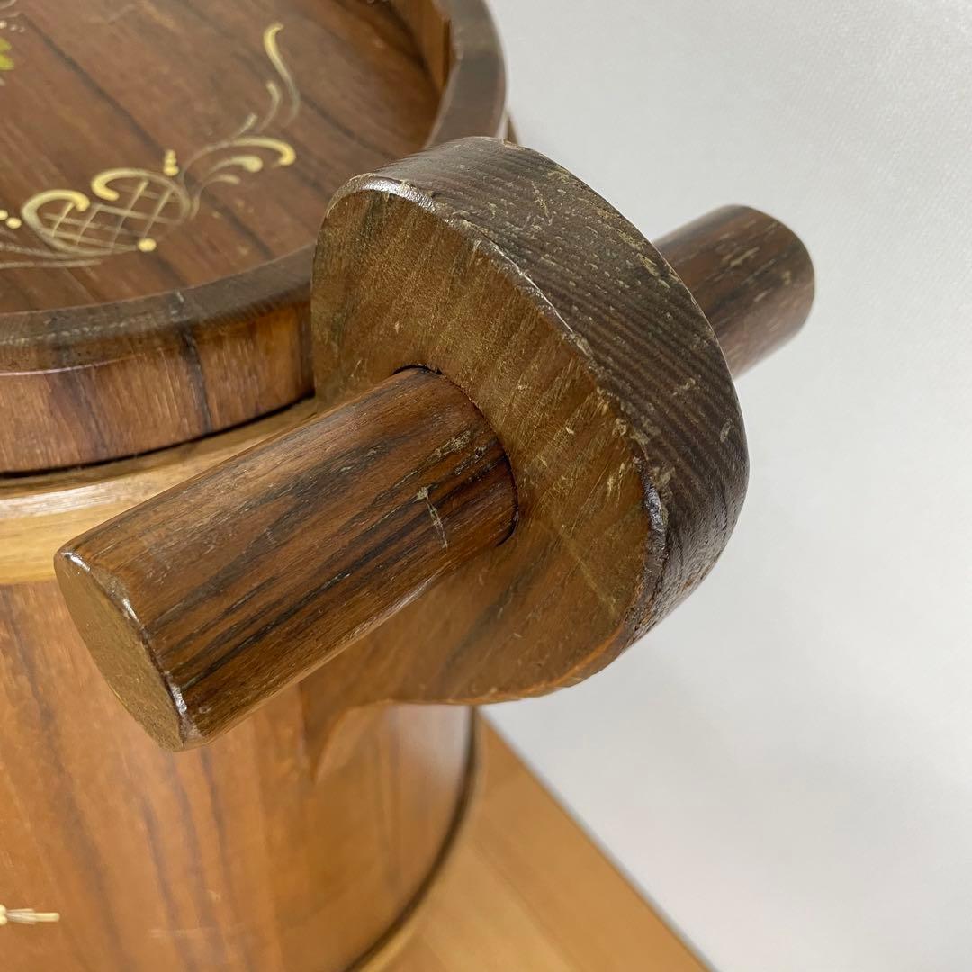 【良品】イタリア製 木製 サイドテーブル ワゴン キャスター付き ハンドペイント