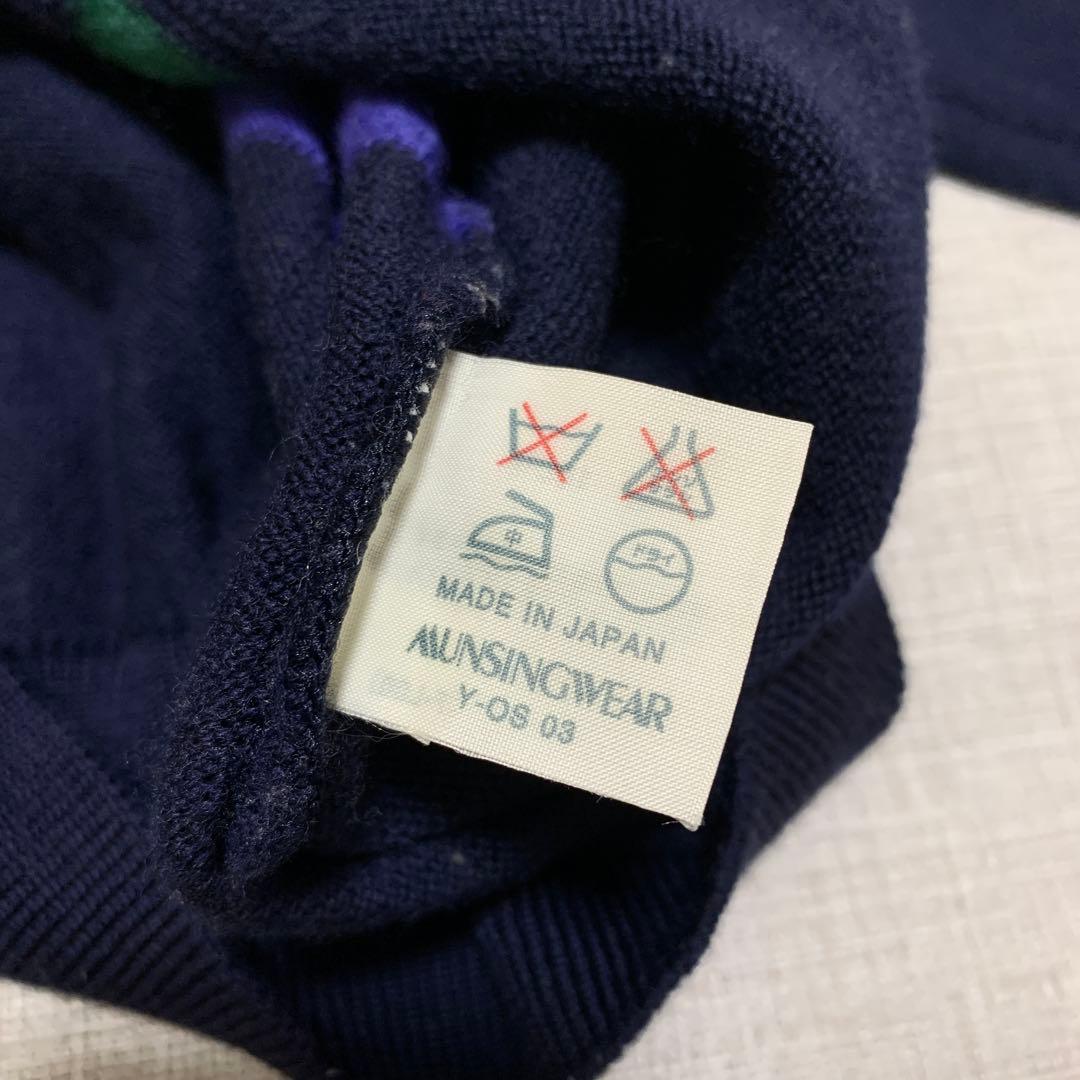 マンシングウェア ニット セーター パッチワーク ロゴ刺繍 Lサイズ