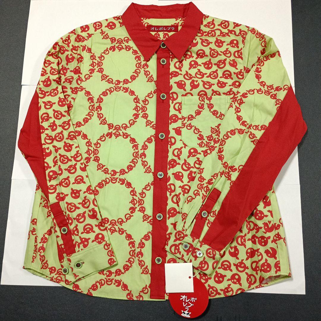 オレボレブラ，長袖シャツ M 緑と赤のパターン