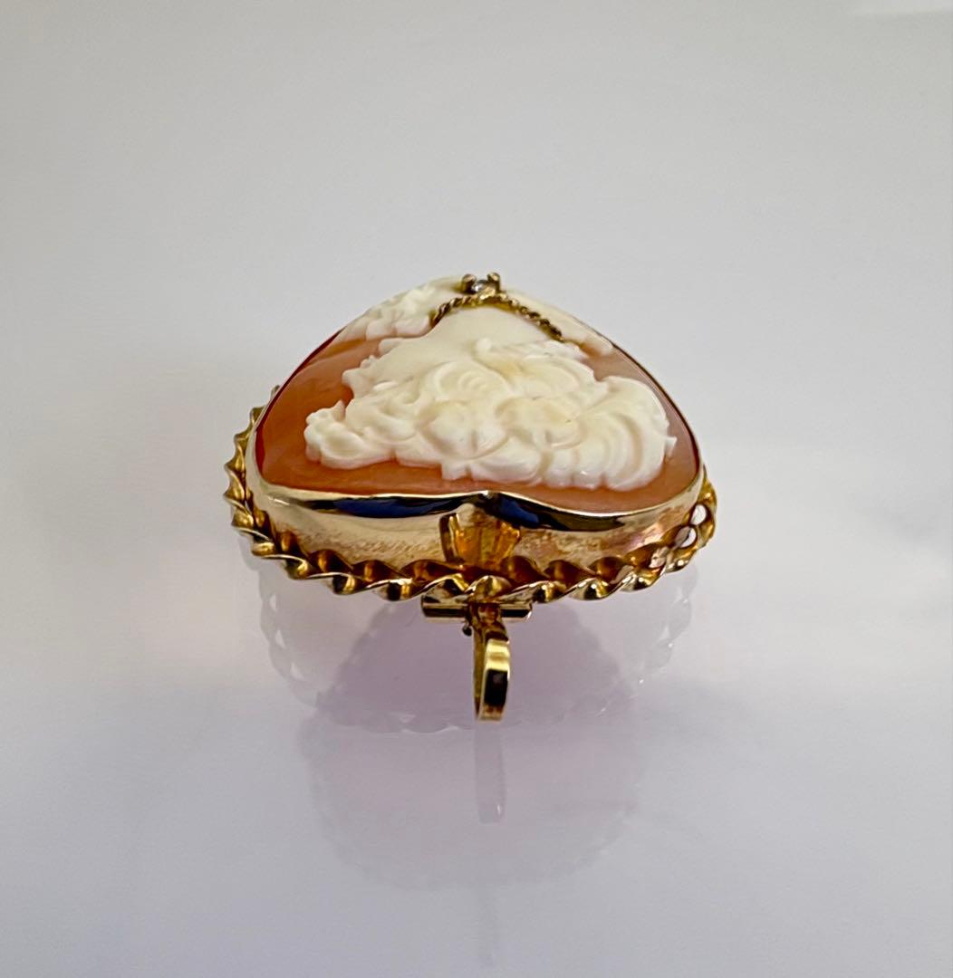 K14 カメオ ブローチ ペンダントトップ 585 ダイヤ 総重量5.39g