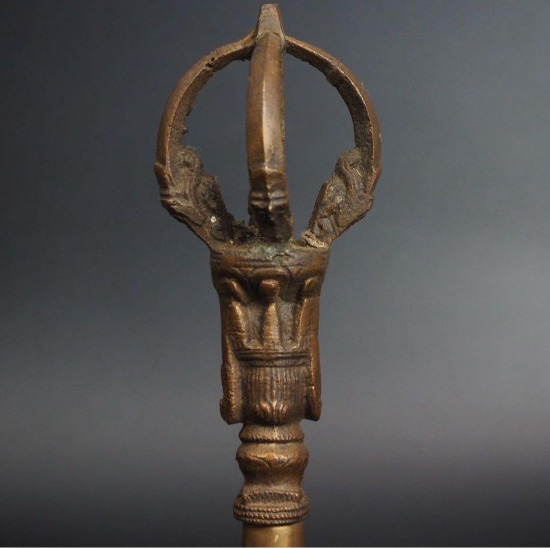 送料無料　密教法具 古銅五鈷杵金剛鈴　高さ20ｃｍ　仏教美術