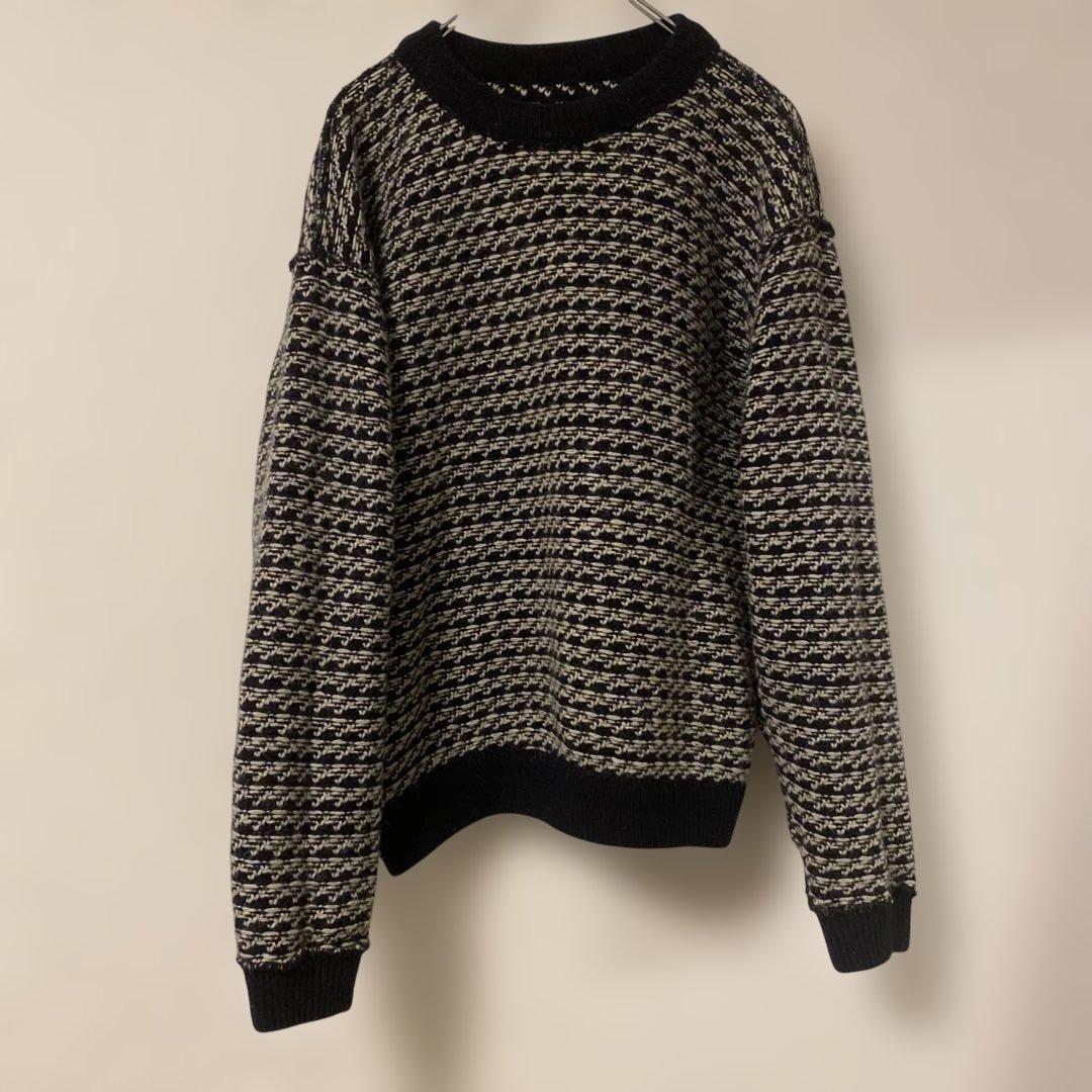 LLBEAN バーズアイ　ウールニットセーター　ノルウェー製　80s Large