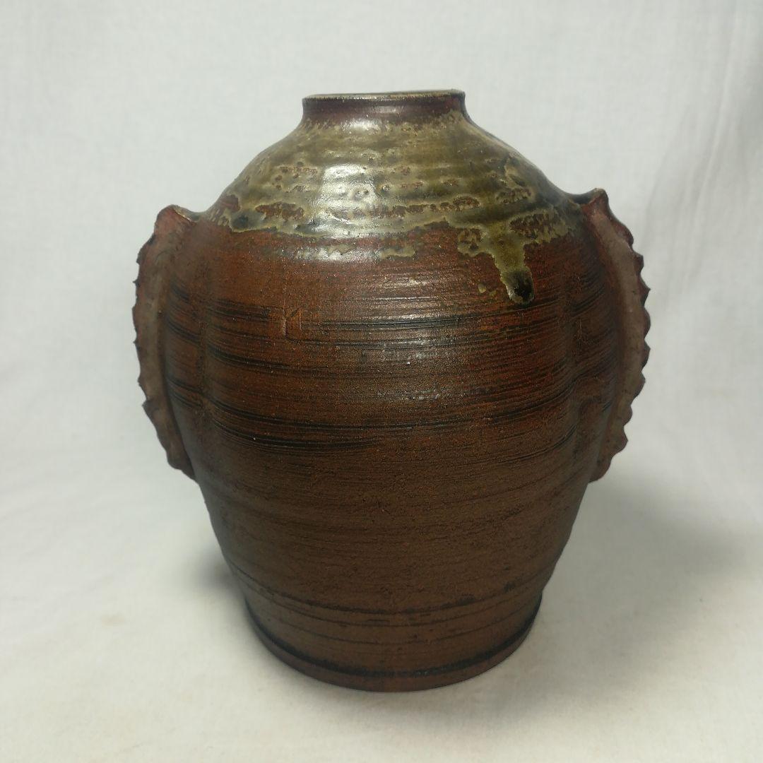 陶印あり　窯印　古備前　船虫徳利　壺　花瓶　花入　花器