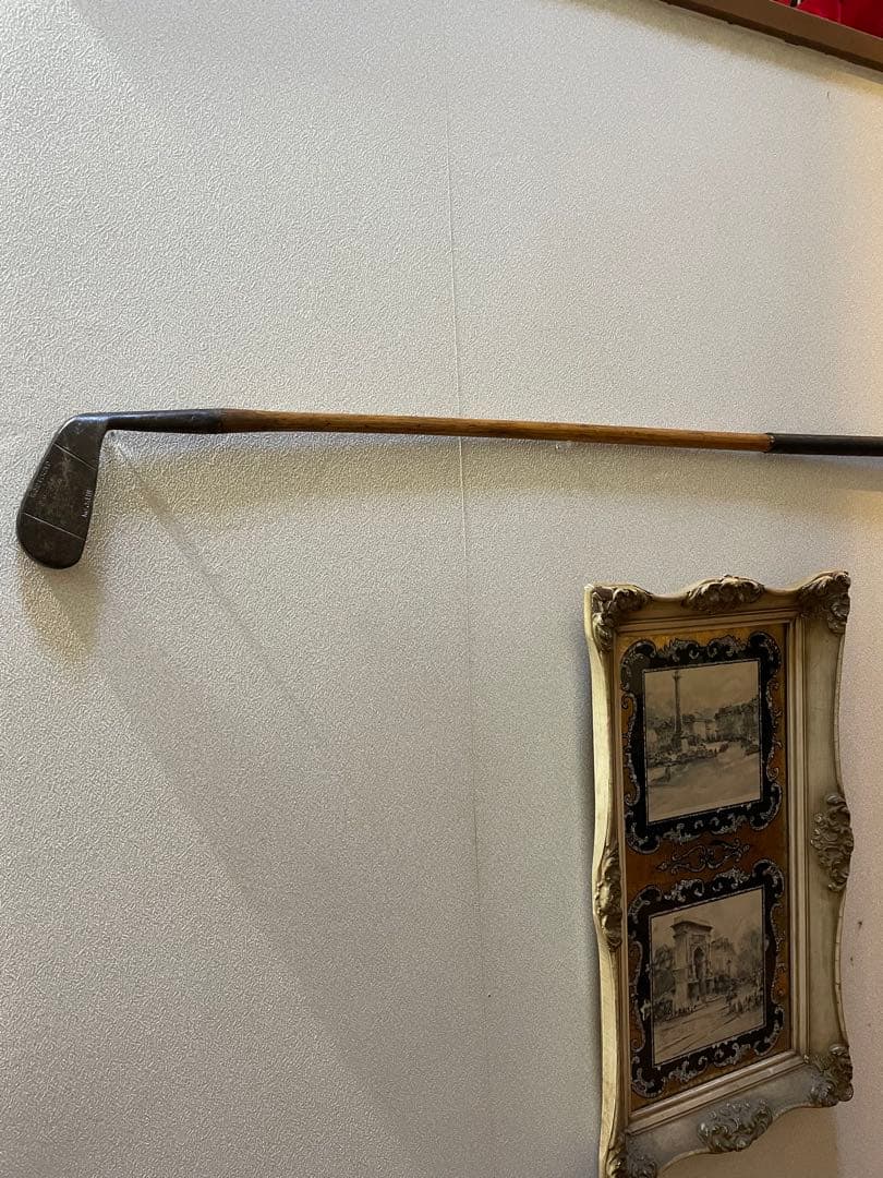 アンティーク　木製　ゴルフ　クラブ　ヒッコリー　アイアン　A　100年　アメリカ