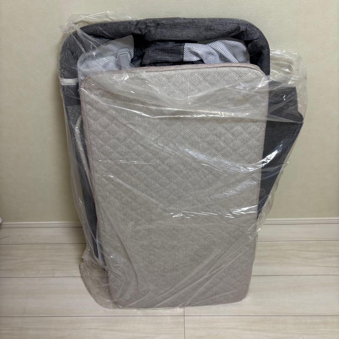 ベビーベッド 添い寝ベッド グレー 高さ6段階調節可能 キャスター付き 通気性