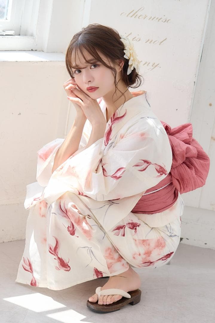 新品 浴衣 セット 浴衣セット ゆかた レディース 大人 ピンク 金魚 赤 K8