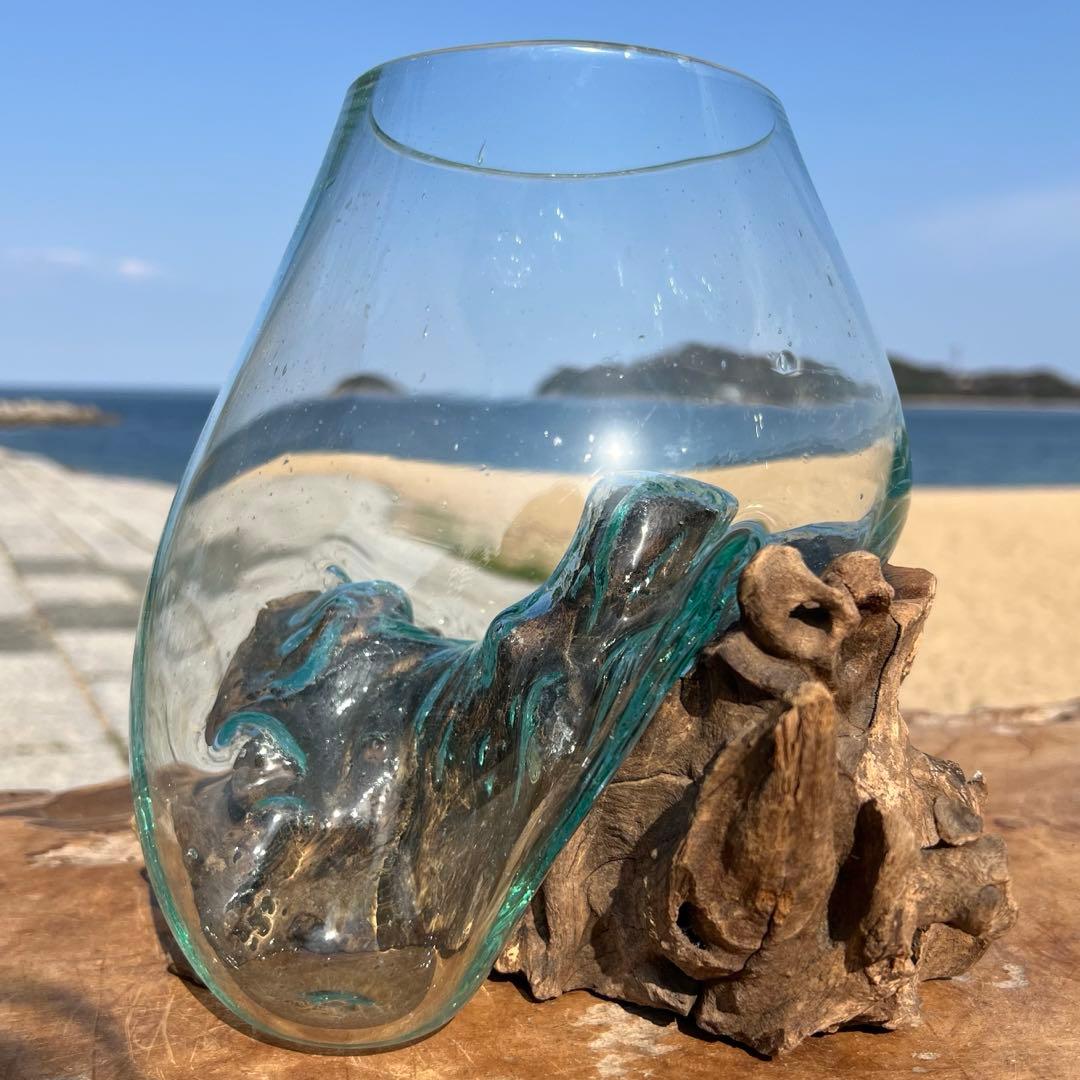 流木ガラスオブジェ大B 花瓶 金魚鉢 ガーデニング テラリウム 水槽 アート作品