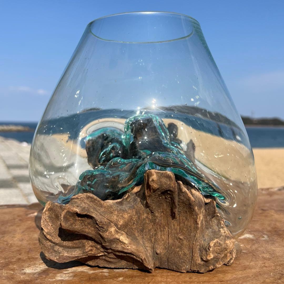流木ガラスオブジェ大B 花瓶 金魚鉢 ガーデニング テラリウム 水槽 アート作品