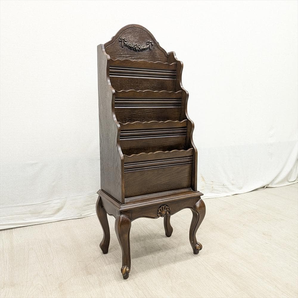 美品　アンティーク調　猫脚　マガジンラック　本棚　本箱　収納　整理　雑誌　新聞