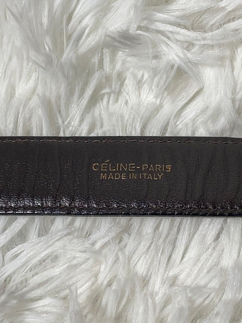 CELINE セリーヌ 本革 レザーベルト ダークブラウン イタリア製