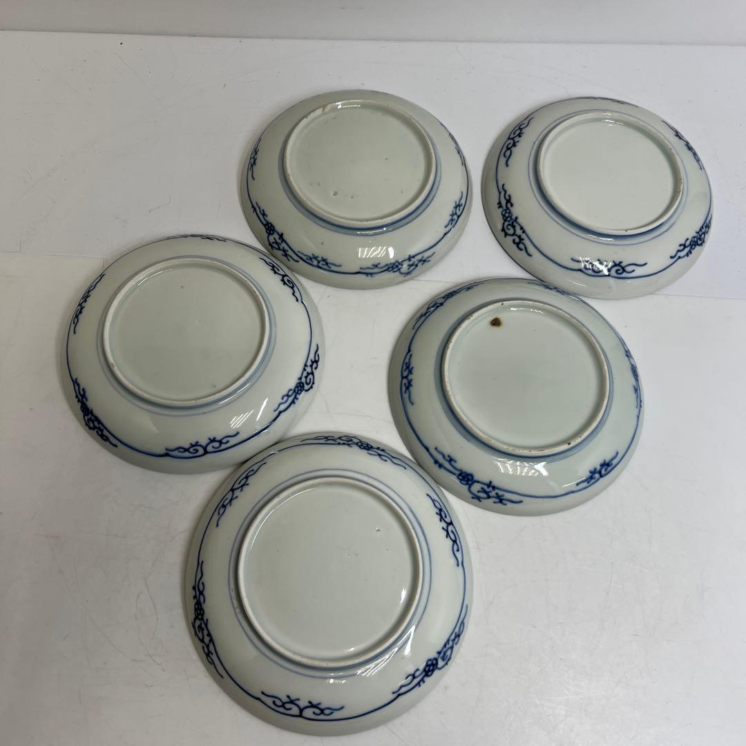 江戸後期　古伊万里　上手竹花文　中皿、猪口　通り物15点　東さ8-0124☆2F