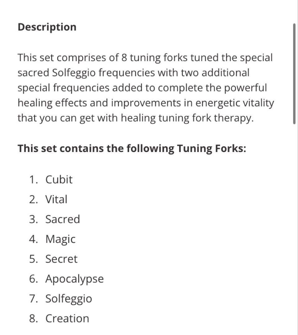 ヒーリングサウンド音叉8本セット　ヒーリングチューニングフォーク