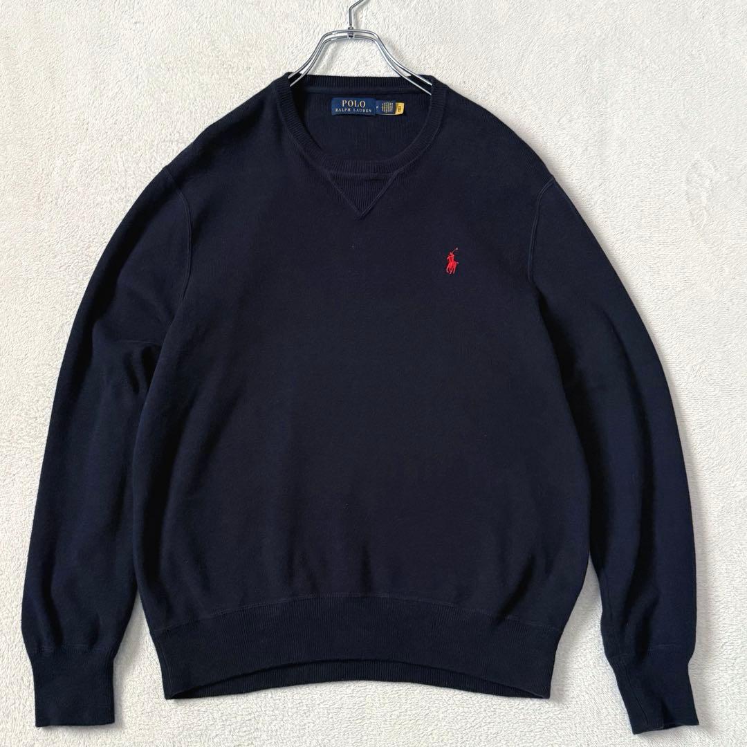 POLO RALPH LAUREN　ニット　セーター　クルーネック　ネイビー　綿