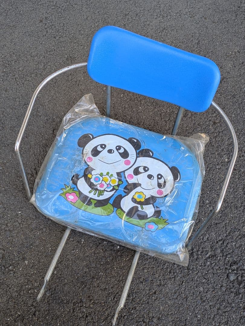 ♦昭和レトロ、青　パンダ自転車チャイルドシート 当時物 未使用品、ヴィンテージ