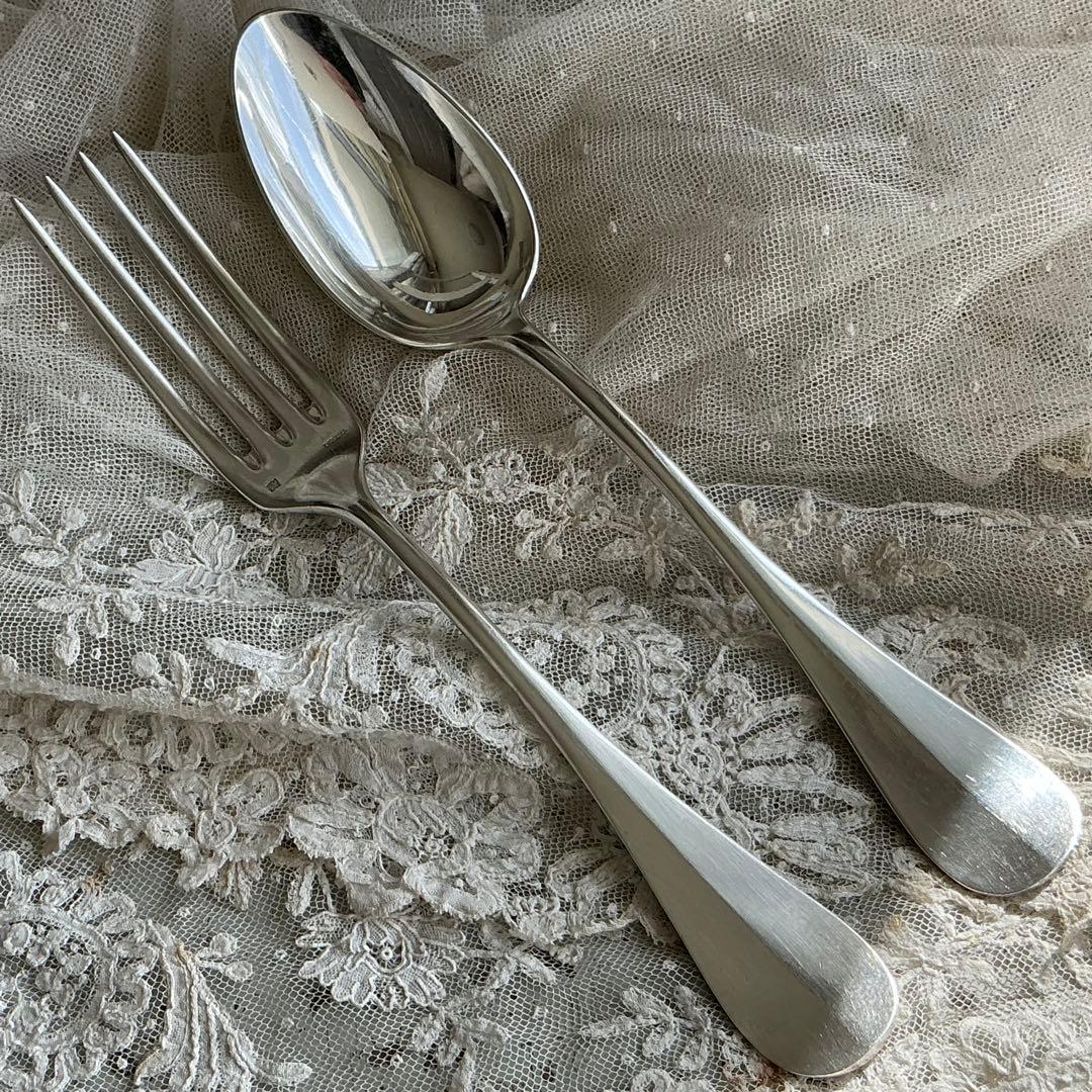 【専用】フランスアンティーク　すずらん　2組　スプーン＆フォーク　モノグラム