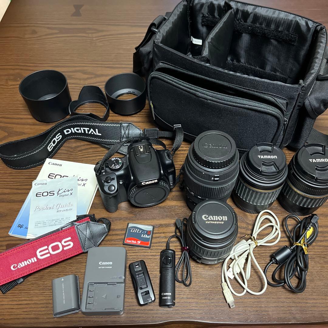 【動作確認済】Canon EOS Kiss Digital X,レンズ4個セット