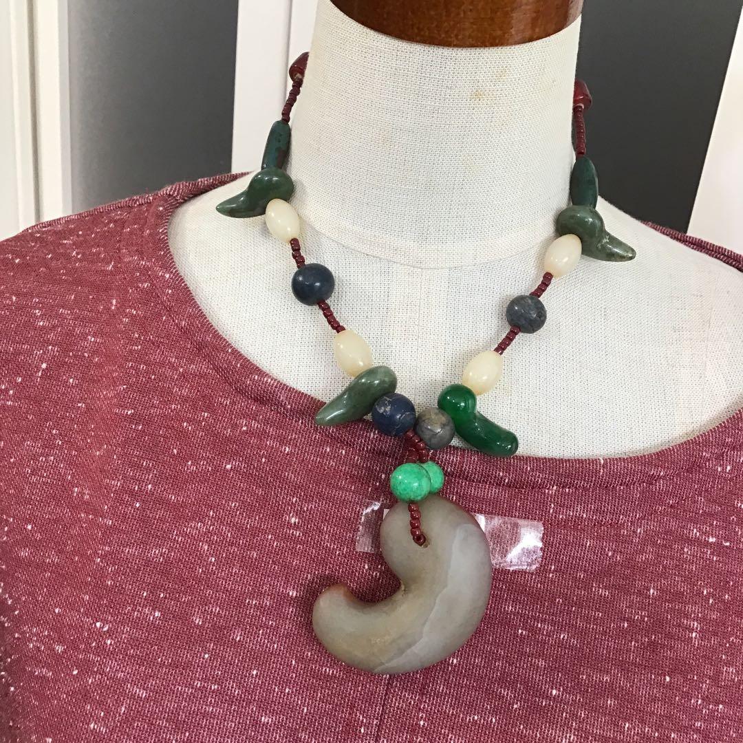 アンティーク　出土品　瑪瑙　勾玉　ネックレス　古墳時代　古代　浪漫　神話