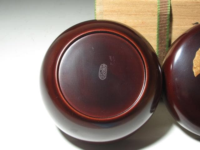 ☆　和田喜太郎　瑾斎　銀杏蒔絵　溜平棗　裏千家　十四代　淡々斎の花押☆y619