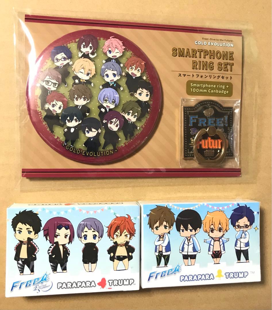 Free!岩鳶＆鮫柄学園トランプ 缶バッジ スマートフォンリング 七瀬遙 松岡凛