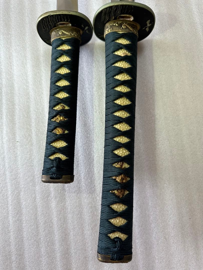 模造刀 打刀 脇差 2点セット 黑茶鞘 鞘付き長さ約71/104cm 26A30