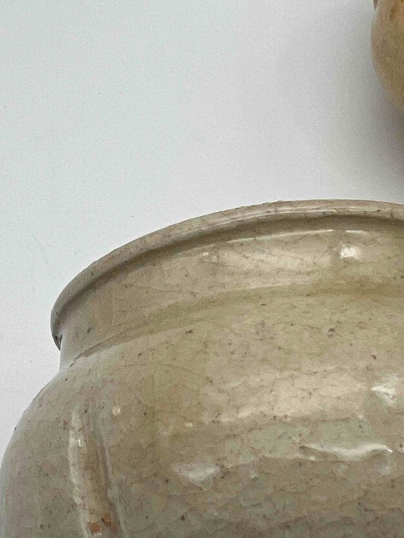 宋時代　白磁 青白磁瓜棱壺二個　茶入れ　煎茶道具　唐物(C-59)