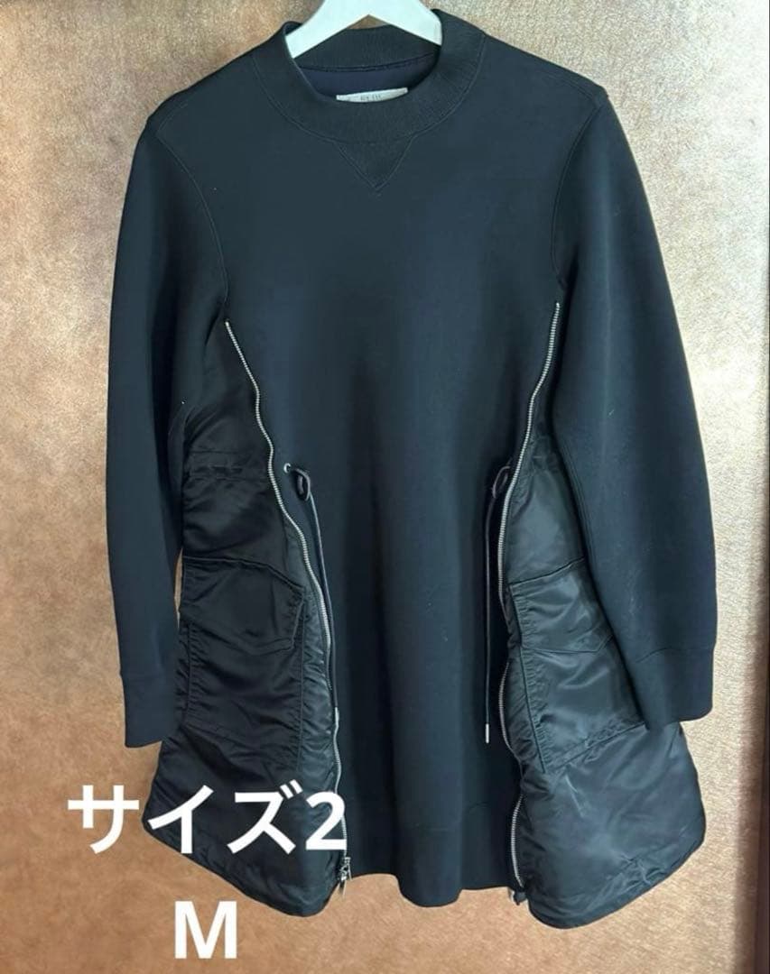 sacai スポンジスウェット　ナイロン異素材ドッキングワンピース　サカイ