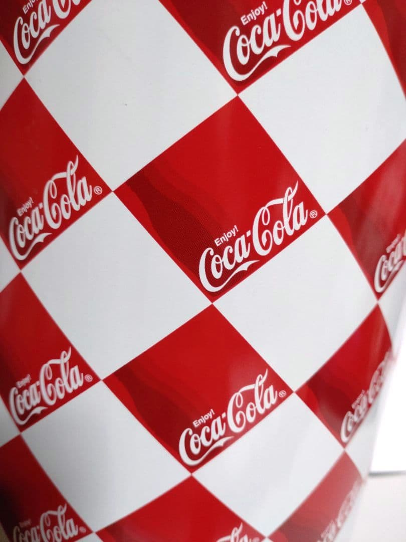 コカ・コーラ/Coca-Cola 筒型 缶 蓋付き チェック柄 赤✖白 貴重