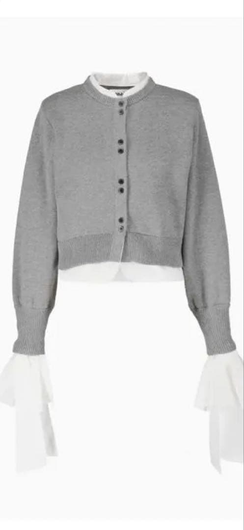 Bibiy 【正規品】リボン付きグレーのニットカーディガン