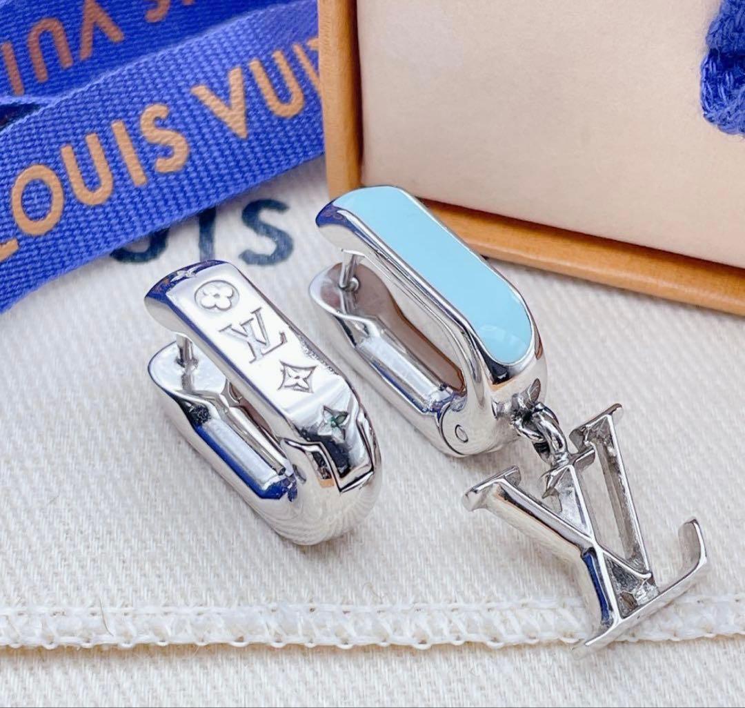 【早い者勝ち】LOUIS VUITTON ピアス　フープ　モノグラム　シルバー