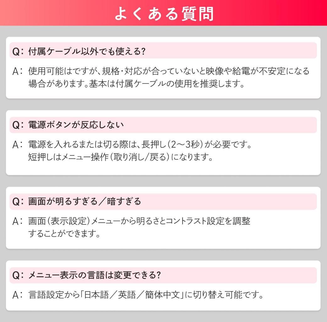モバイルモニター 15.6 インチ スタンドカバー付属 60Hz スピーカー内蔵