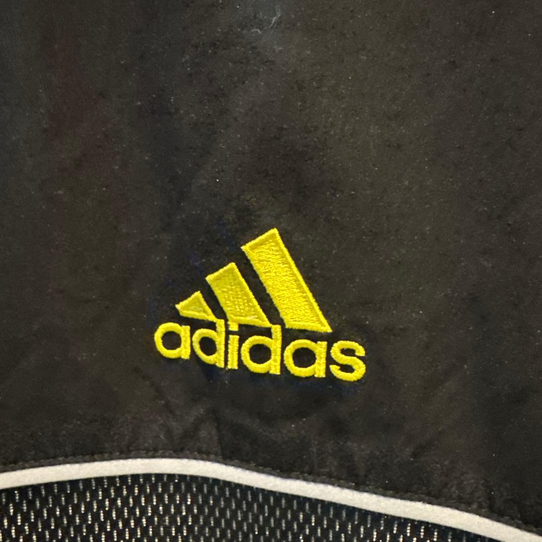 オールドadidas ストライプナイロンジャケット 黒/黄色M J81