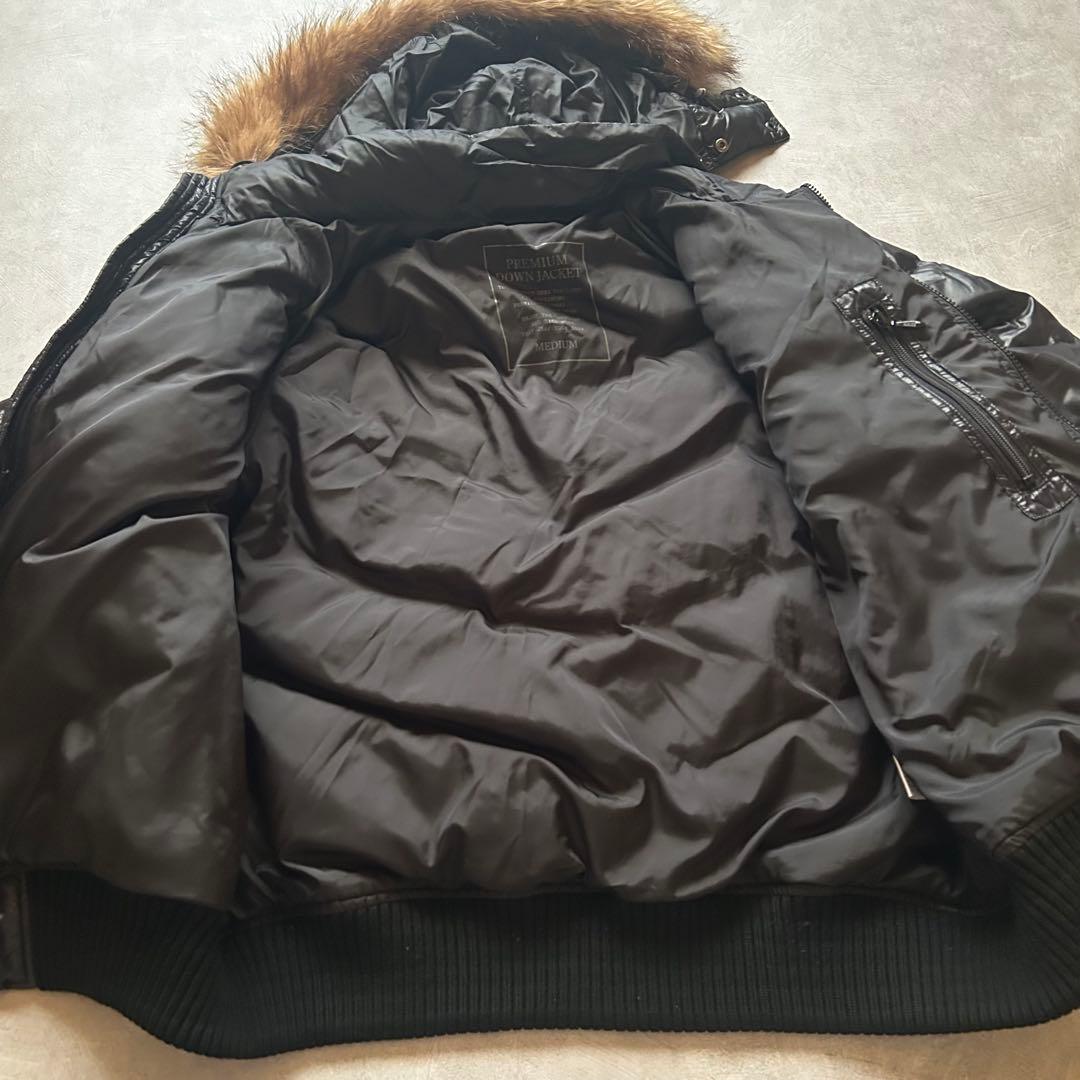 ジャケット・アウター uniqlo grunge hood fur down jacket navy