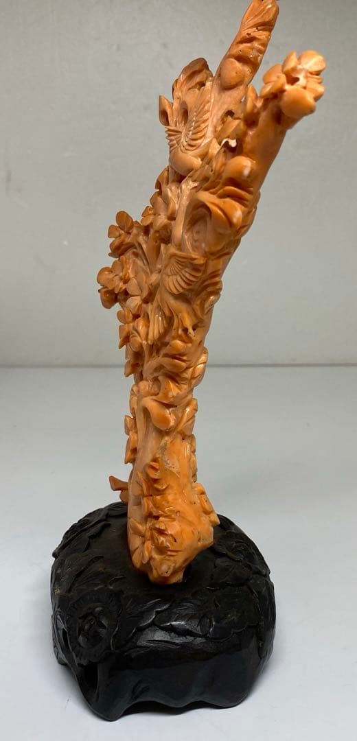 極太赤珊瑚置物　台込高さ23㎝/453g 東Y7-0312☆2F