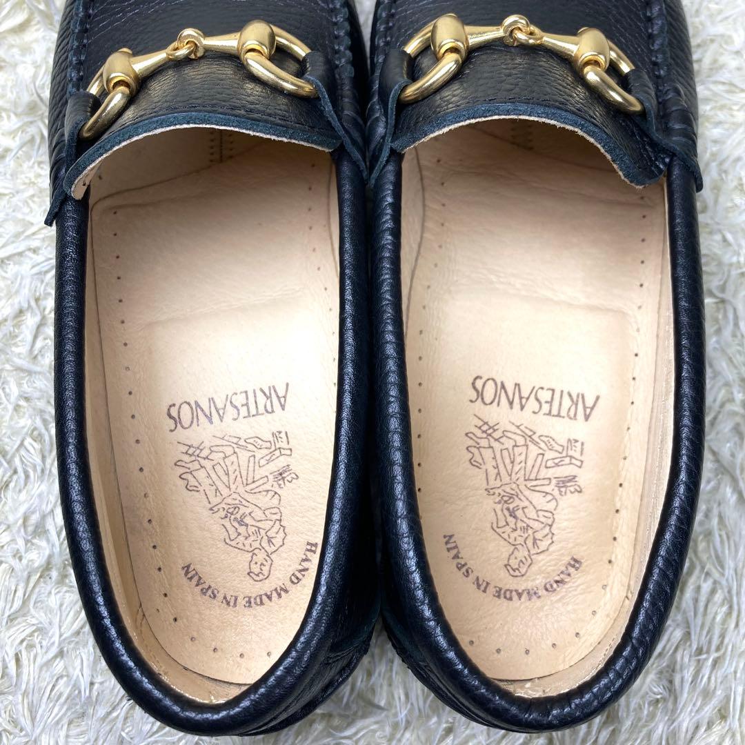 『未使用級』アルテサノス ビットローファー シボ革 ブラック レザー 黒 23