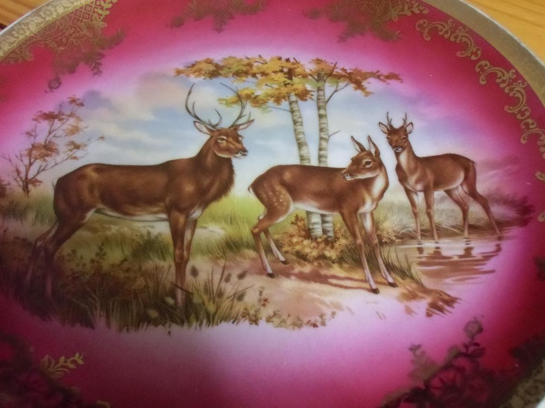 ＫＶドイツ＊ＳＴＷババリア/バイエルン陶器＊鹿狩りキャビネット皿＊約２９．５ｃｍ
