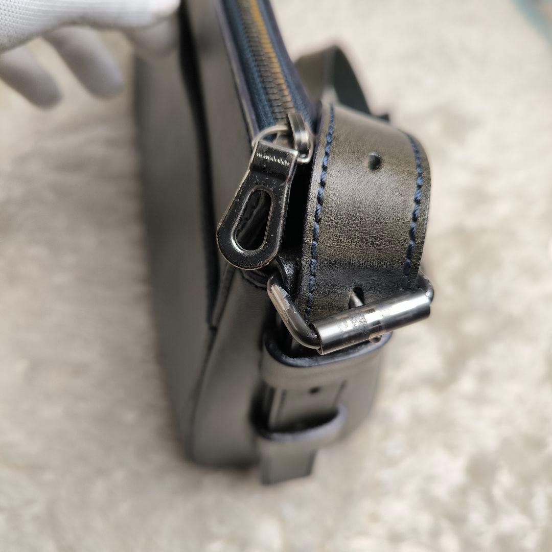 ​エルゴポック ショルダーバッグ ワキシングレザー 紺 本革 日本製 エイジング