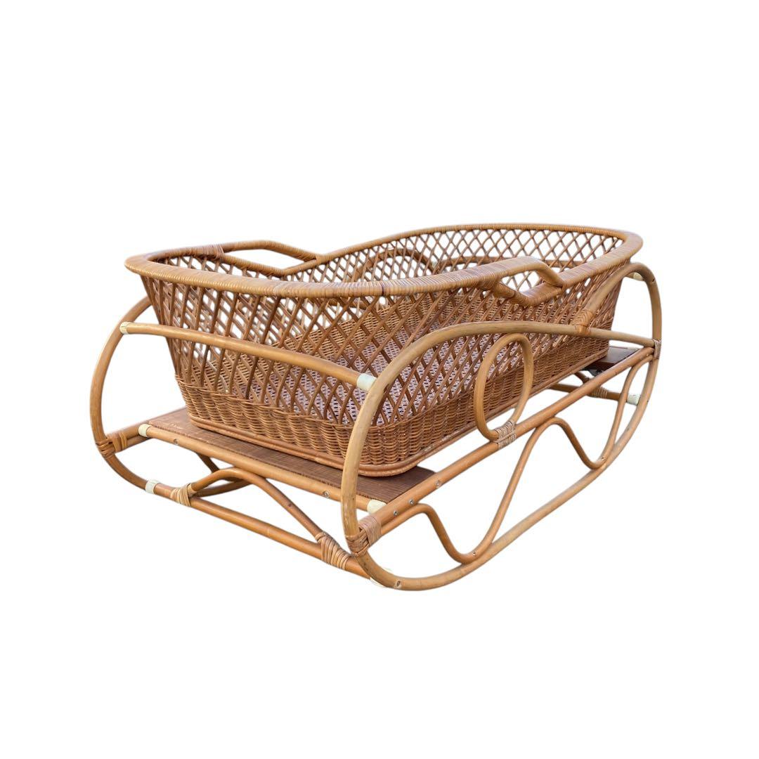 ✨籐かご　ラタン　ゆりかご　キャスター付き　ゆらゆら