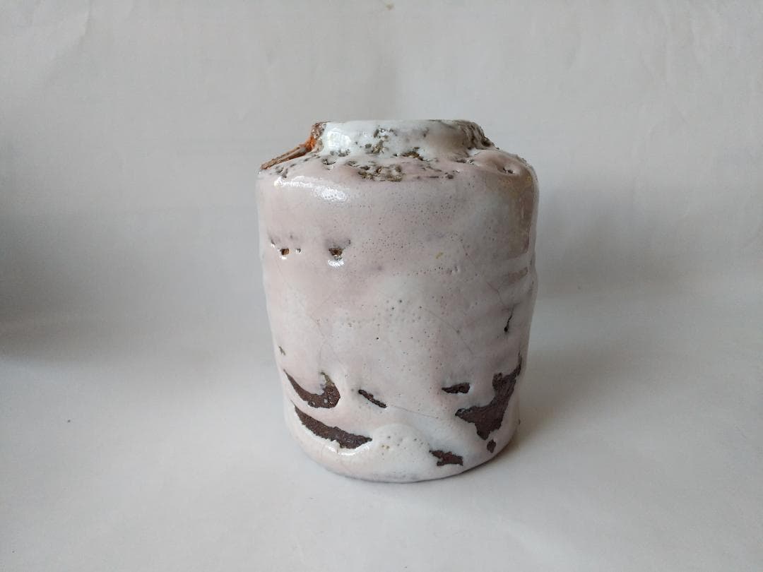 萩焼 茶碗 北浜山 御台場窯 渋谷泥詩 白萩 筒茶碗 共箱 共布 抹茶碗 新品