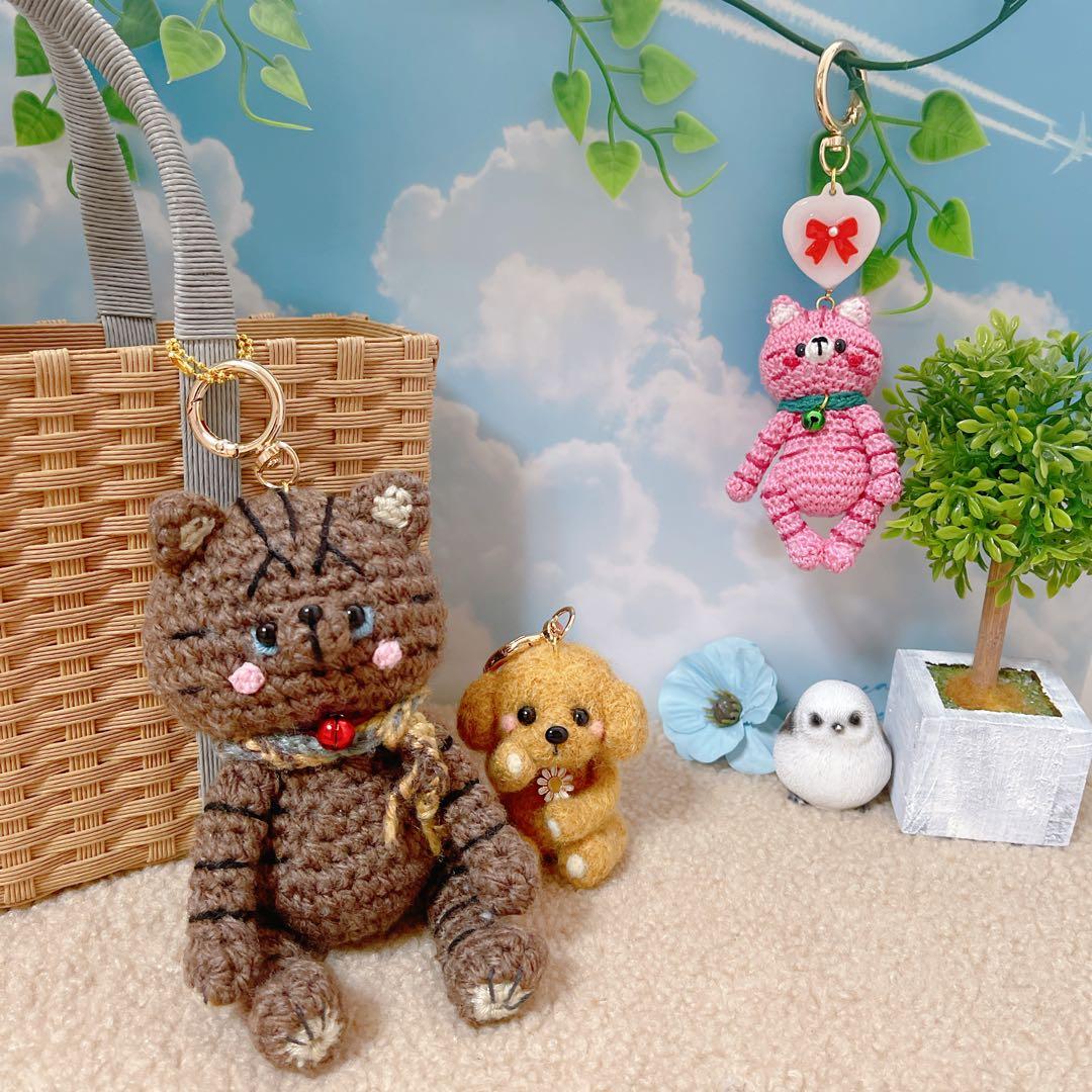 あみぐるみ　リボンハートとPUUCUトラちゃんキーホルダー☺︎他２点