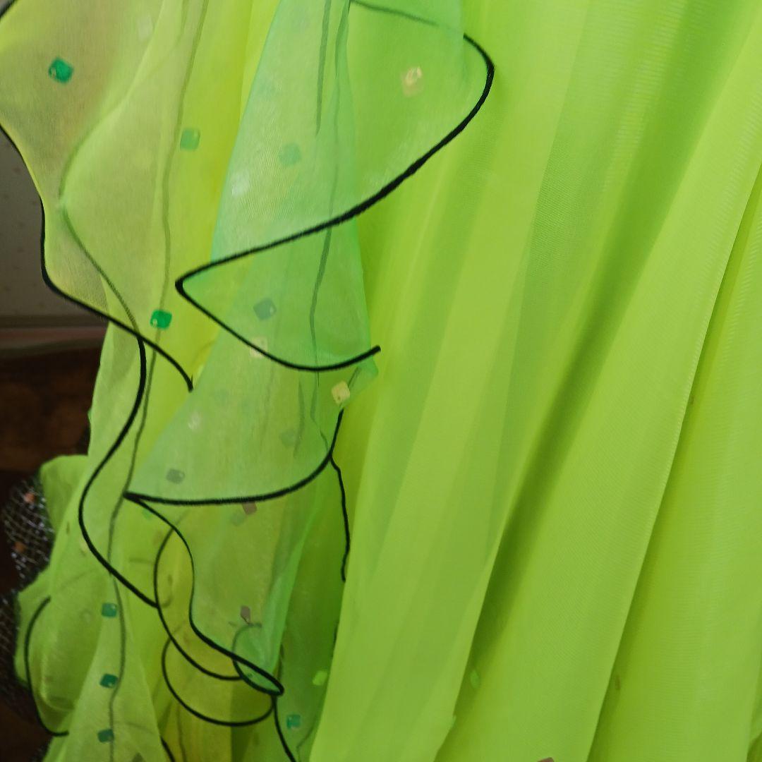 社交ダンス ドレス ネオンイエロー 黒