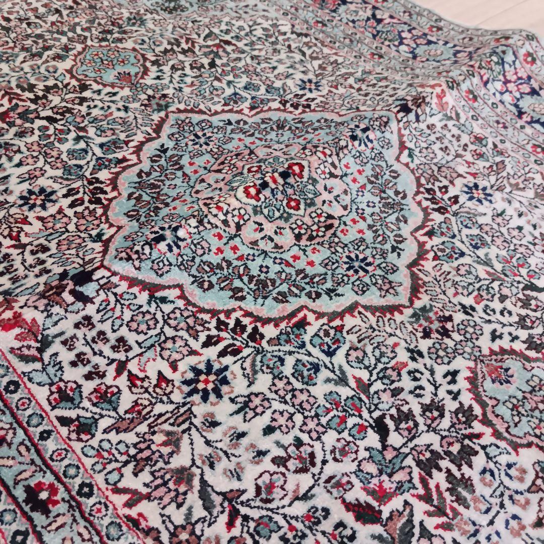 Y3103-2 トルコ製 トルコ絨毯 手織り シルク 91×61㎝ ラグ マット