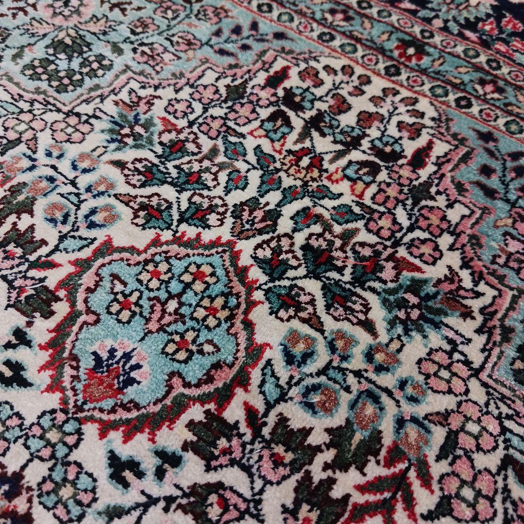 Y3103-2 トルコ製 トルコ絨毯 手織り シルク 91×61㎝ ラグ マット