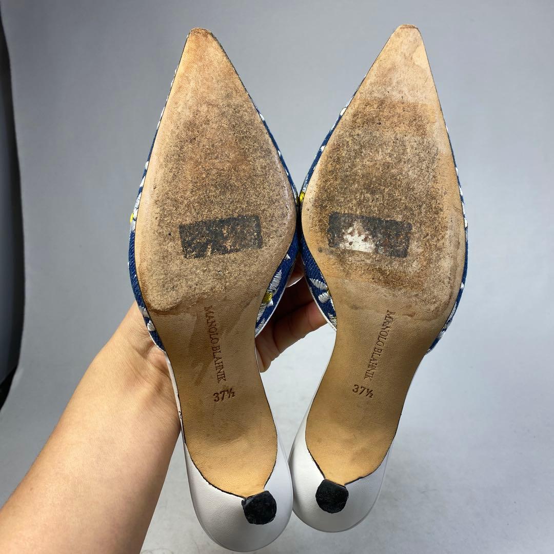 マノロブラニク　花柄　ミュール　サイズ表記「37 1/2」23.5センチ程度