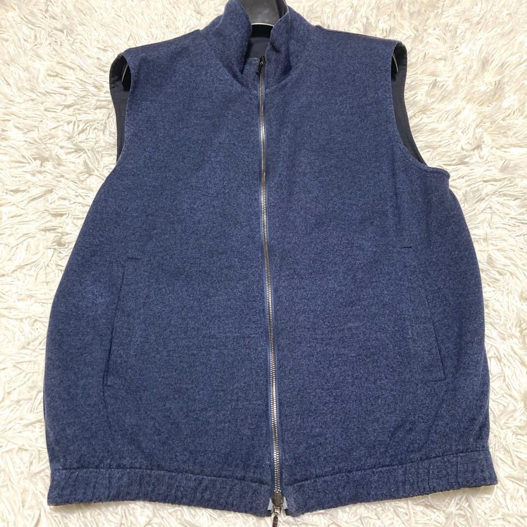 極美品✨【最高傑作 ロロピアーナ】リバーシブルベスト　S 黒　紺　シルク　刻印