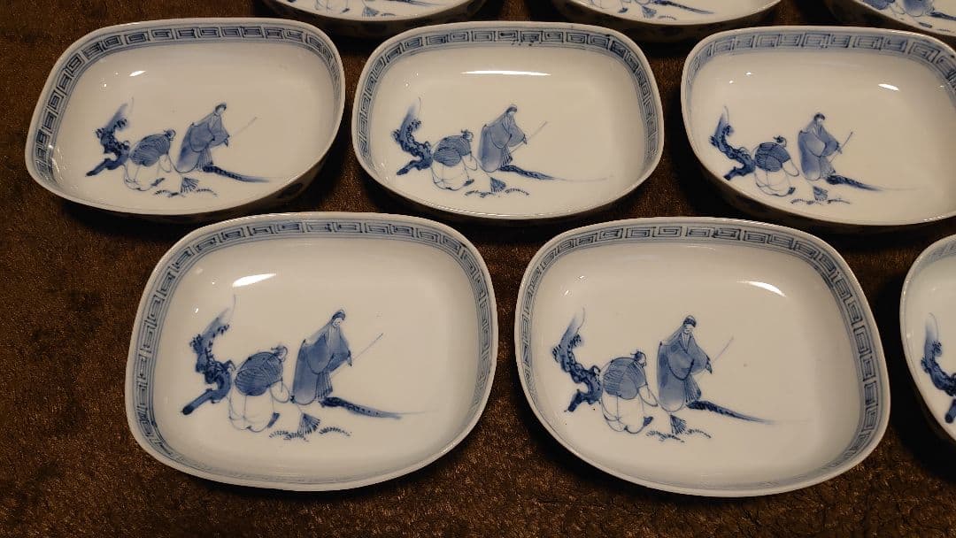 古伊万里　伊万里　染付　江戸期　大名　菓子皿　楕円皿　蔵出し　10客