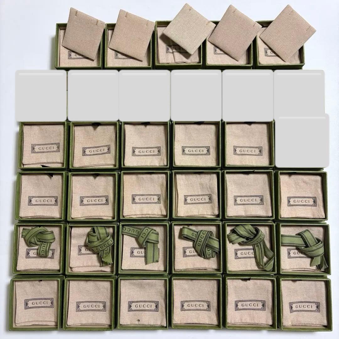 美品　グッチ　保存袋　空箱　28個セット　アクセサリー入れ 現行品　緑　麻