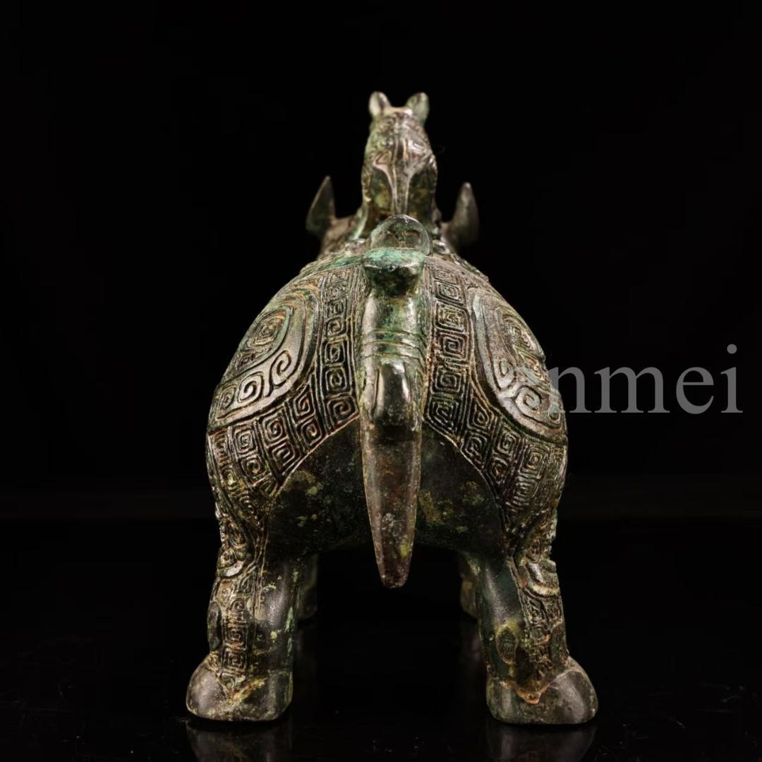 中国古美術・下鄕収集・青銅製牛觥・サイ・鏨刻高浮彫・純銅製・置物・風水開運・酒具